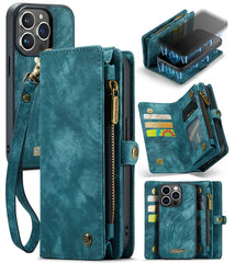 CaseMe-008 Abnehmbare multifunktionale horizontale Flip-Ledertasche mit Kartenfach &amp; Halter &amp; Reißverschluss-Geldbörse &amp; Bilderrahmen, für iPhone 13 Pro Max, für iPhone 13 Pro, für iPhone 13 mini, für iPhone 13