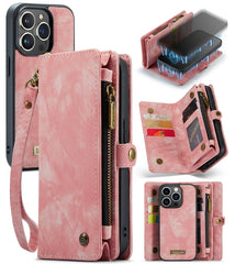 CaseMe-008 Abnehmbare multifunktionale horizontale Flip-Ledertasche mit Kartenfach &amp; Halter &amp; Reißverschluss-Geldbörse &amp; Bilderrahmen, für iPhone 13 Pro Max, für iPhone 13 Pro, für iPhone 13 mini, für iPhone 13