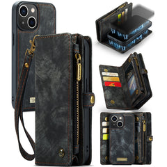 CaseMe-008 Abnehmbare multifunktionale horizontale Flip-Ledertasche mit Kartenfach &amp; Halter &amp; Reißverschluss-Geldbörse &amp; Bilderrahmen, für iPhone 13 Pro Max, für iPhone 13 Pro, für iPhone 13 mini, für iPhone 13