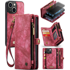 CaseMe-008 Abnehmbare multifunktionale horizontale Flip-Ledertasche mit Kartenfach &amp; Halter &amp; Reißverschluss-Geldbörse &amp; Bilderrahmen, für iPhone 13 Pro Max, für iPhone 13 Pro, für iPhone 13 mini, für iPhone 13