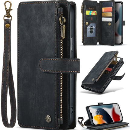 CaseMe-C30 PU + TPU Multifunctional Horizontal Flip Leather Case with Holder & Card Slot & Wallet & Zipper Pocket, For iPhone 13 Pro Max, For iPhone 13 Pro, For iPhone 13, For iPhone 13 mini
