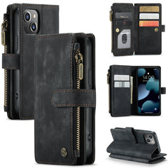 CaseMe-C30 PU + TPU Multifunctional Horizontal Flip Leather Case with Holder & Card Slot & Wallet & Zipper Pocket, For iPhone 13 Pro Max, For iPhone 13 Pro, For iPhone 13, For iPhone 13 mini