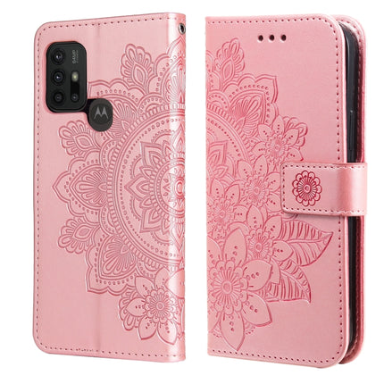 7-petal Flowers Embossing Pattern Horizontal Flip PU Leather Case with Holder & Card Slots & Wallet & Photo Frame, For Infinix Hot 10, For Infinix Hot 10 Play, For Motorola Moto G30 / G10 / G10 Power / G20
