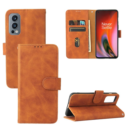 Solid Color Skin Feel Magnetic Buckle Horizontal Flip Calf Texture PU Leather Case with Holder & Card Slots & Wallet, For OnePlus Nord 2 5G