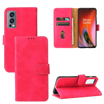 Solid Color Skin Feel Magnetic Buckle Horizontal Flip Calf Texture PU Leather Case with Holder & Card Slots & Wallet, For OnePlus Nord 2 5G