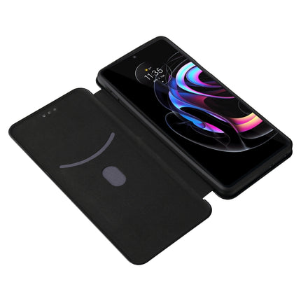 Carbon Fiber Texture Magnetic Horizontal Flip TPU + PC + PU Leather Case with Card Slot, For Motorola Edge 20 Pro