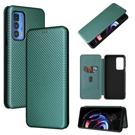 Carbon Fiber Texture Magnetic Horizontal Flip TPU + PC + PU Leather Case with Card Slot, For Motorola Edge 20 Pro