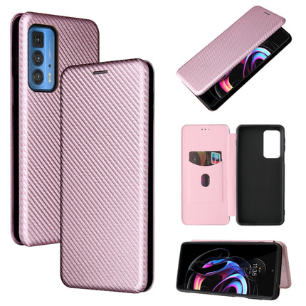 Carbon Fiber Texture Magnetic Horizontal Flip TPU + PC + PU Leather Case with Card Slot, For Motorola Edge 20 Pro