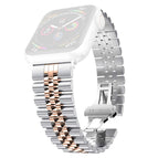 7 41mm / 6 & SE & 5 & 4 40mm / 3 & 2 & 1 38mm / Silver + Rose Gold
