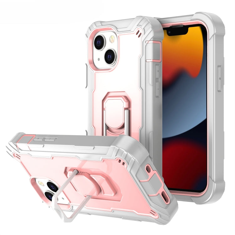 PC + Rubber 3-layers Shockproof Protective Case with Rotating Holder, For iPhone 13 mini, For iPhone 13