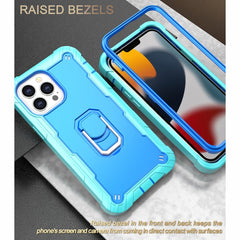 PC + Rubber 3-layers Shockproof Protective Case with Rotating Holder, For iPhone 13 Pro Max