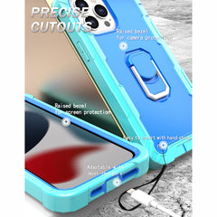 PC + Rubber 3-layers Shockproof Protective Case with Rotating Holder, For iPhone 13 Pro Max