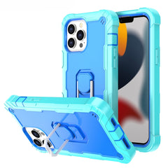 PC + Rubber 3-layers Shockproof Protective Case with Rotating Holder, For iPhone 13 Pro Max