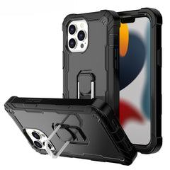 PC + Rubber 3-layers Shockproof Protective Case with Rotating Holder, For iPhone 13 Pro Max