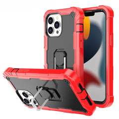 PC + Rubber 3-layers Shockproof Protective Case with Rotating Holder, For iPhone 13 Pro Max