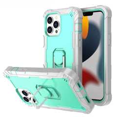 PC + Rubber 3-layers Shockproof Protective Case with Rotating Holder, For iPhone 13 Pro Max