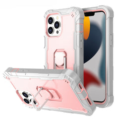 PC + Rubber 3-layers Shockproof Protective Case with Rotating Holder, For iPhone 13 Pro Max