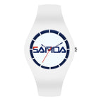 White Blue Horizontal Mark