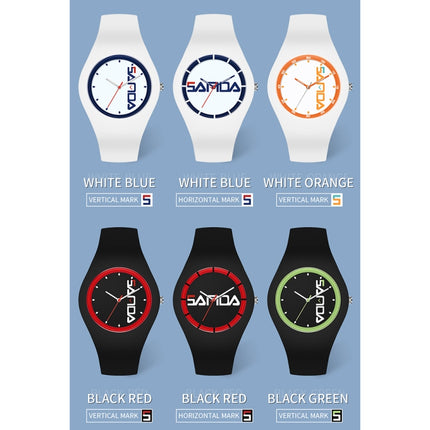 SANDA 6076 Simple Scale Round Dial Ladies Silicone Strap Quartz Watch