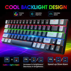 HXSJ V800 68 Keys Type-C Wired Cool Backlight Mechanical Keyboard