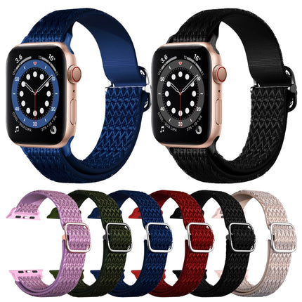 Adjustable Rhombic Texture Elastic Replacement Strap Watchband For Apple Watch Series, 7 41mm / 6 & SE & 5 & 4 40mm / 3 & 2 & 1 38mm, 7 45mm / 6 & SE & 5 & 4 44mm / 3 & 2 & 1 42mm