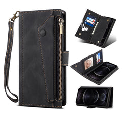 Retro Frosted Horizontal Flip Leather Case with Holder & Card Slot & Wallet & Zipper Pocket & Lanyard, For iPhone 13 Pro Max, For iPhone 13 Pro, For iPhone 13, For iPhone 13 mini, For iPhone 12 Pro Max, For iPhone 12 Pro, For iPhone 12, For iPhone 12 mini