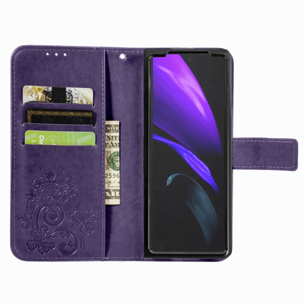 Four-leaf Clasp Embossed Buckle Mobile Phone Protection Leather Case with Lanyard & Card Slot & Wallet & Bracket Function, For Samsung Galaxy Z Fold3 5G