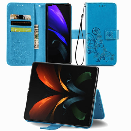 Four-leaf Clasp Embossed Buckle Mobile Phone Protection Leather Case with Lanyard & Card Slot & Wallet & Bracket Function, For Samsung Galaxy Z Fold3 5G