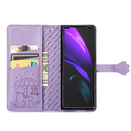 Lovely Cat and Dog Embossing Pattern Horizontal Flip Leather Case , with Holder & Card Slots & Wallet, For Samsung Galaxy Z Fold3 5G