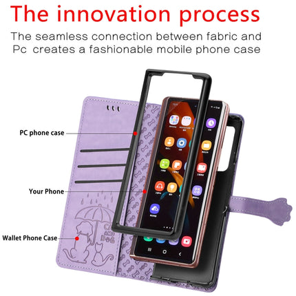 Lovely Cat and Dog Embossing Pattern Horizontal Flip Leather Case , with Holder & Card Slots & Wallet, For Samsung Galaxy Z Fold3 5G