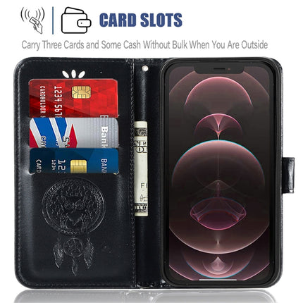 Estuche de cuero con tapa horizontal con estampado de búho y carillón de viento, con ranuras para tarjetas y billetera, para iPhone 13 Pro Max, para iPhone 13 Pro, para iPhone 13, para iPhone 13 mini