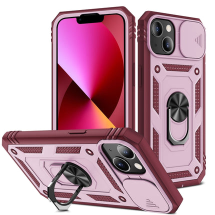 Funda protectora de TPU + PC con diseño de cubierta de cámara deslizante con soporte giratorio de 360 ​​grados y ranura para tarjetas, para iPhone 13 mini, para iPhone 13, para iPhone 13 Pro, para iPhone 13 Pro Max