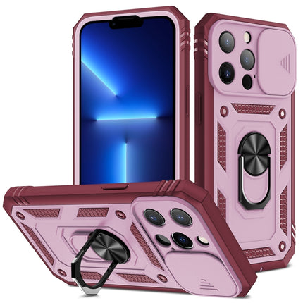 Funda protectora de TPU + PC con diseño de cubierta de cámara deslizante con soporte giratorio de 360 ​​grados y ranura para tarjetas, para iPhone 13 mini, para iPhone 13, para iPhone 13 Pro, para iPhone 13 Pro Max