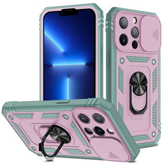 Sliding Camera Cover Design TPU + PC Protective Case with 360 Degree Rotating Holder & Card Slot, For iPhone 13 mini, For iPhone 13, For iPhone 13 Pro, For iPhone 13 Pro Max