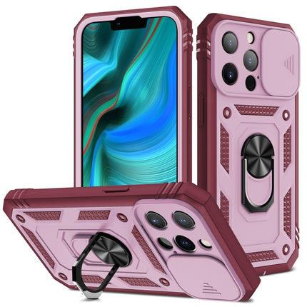 Funda protectora de TPU + PC con diseño de cubierta de cámara deslizante con soporte giratorio de 360 ​​grados y ranura para tarjetas, para iPhone 13 mini, para iPhone 13, para iPhone 13 Pro, para iPhone 13 Pro Max