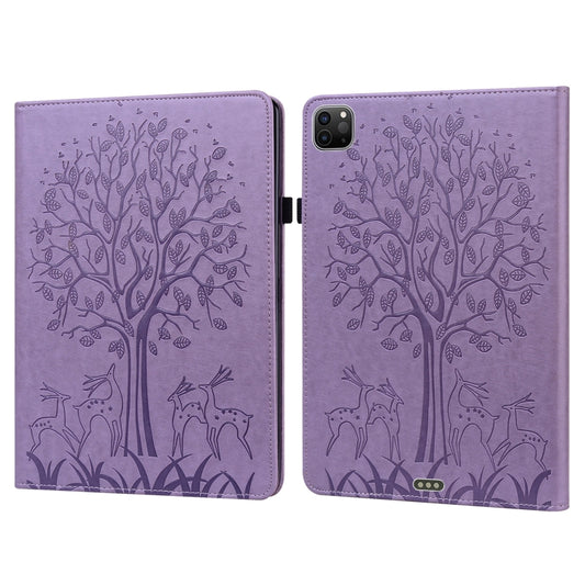 Tree & Deer Pattern Pressed Printing Horizontal Flip PU Leather Case with Holder & Card Slots & Sleep / Wake-up Function, For iPad Air 2020 / Pro 11 2020, For iPad Pro 10.5 2017 / 10.2 2019, For iPad 9.7 2018/2017/Air 2/Air, For iPad mini 5/4/3/2/1