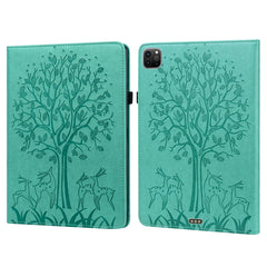 Tree & Deer Pattern Pressed Printing Horizontal Flip PU Leather Case with Holder & Card Slots & Sleep / Wake-up Function, For iPad Air 2020 / Pro 11 2020, For iPad Pro 10.5 2017 / 10.2 2019, For iPad 9.7 2018/2017/Air 2/Air, For iPad mini 5/4/3/2/1