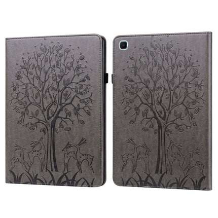 Tree & Deer Pattern Pressed Printing Horizontal Flip PU Leather Case with Holder & Card Slots & Sleep / Wake-up Function, For Samsung Galaxy Tab A7 10.4 2020, For Samsung Galaxy Tab S6 Lite
