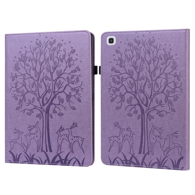Tree & Deer Pattern Pressed Printing Horizontal Flip PU Leather Case with Holder & Card Slots & Sleep / Wake-up Function, For Samsung Galaxy Tab A7 10.4 2020, For Samsung Galaxy Tab S6 Lite