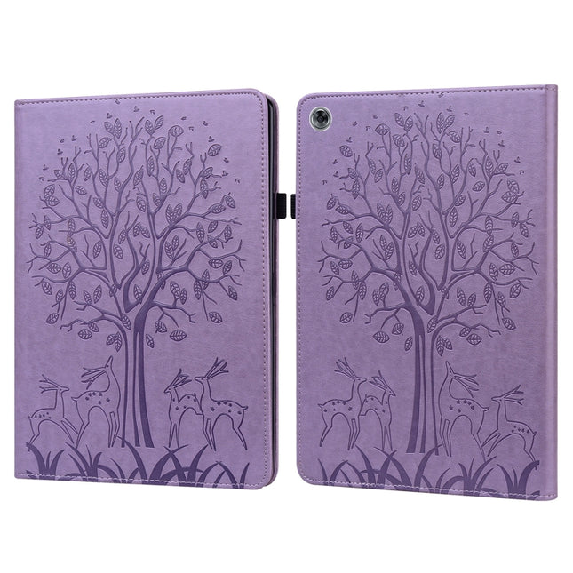 Tree & Deer Pattern Pressed Printing Horizontal Flip PU Leather Case with Holder & Card Slots, For Huawei MediaPad M5 lite, For Huawei MatePad Pro 10.8 2021, For Huawei MatePad 11 2021, For Huawei MediaPad T3 10