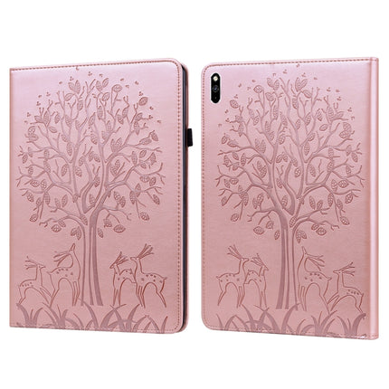 Tree & Deer Pattern Pressed Printing Horizontal Flip PU Leather Case with Holder & Card Slots, For Huawei MediaPad M5 lite, For Huawei MatePad Pro 10.8 2021, For Huawei MatePad 11 2021, For Huawei MediaPad T3 10