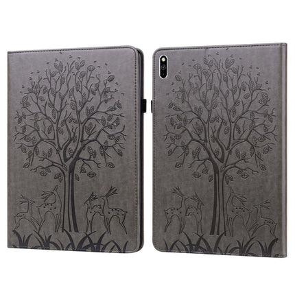Tree & Deer Pattern Pressed Printing Horizontal Flip PU Leather Case with Holder & Card Slots, For Huawei MediaPad M5 lite, For Huawei MatePad Pro 10.8 2021, For Huawei MatePad 11 2021, For Huawei MediaPad T3 10