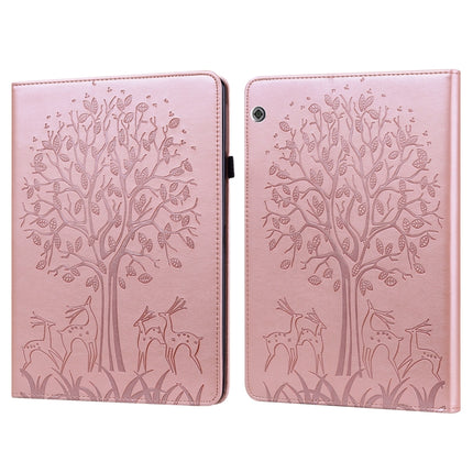 Tree & Deer Pattern Pressed Printing Horizontal Flip PU Leather Case with Holder & Card Slots, For Huawei MediaPad T5, For Lenovo Tab M8 8505X 8.0, For Lenovo M10 Plus / M10 FHD REL, For Lenovo M10 TB-X505L