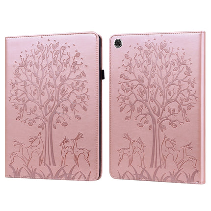 Tree & Deer Pattern Pressed Printing Horizontal Flip PU Leather Case with Holder & Card Slots, For Huawei MediaPad T5, For Lenovo Tab M8 8505X 8.0, For Lenovo M10 Plus / M10 FHD REL, For Lenovo M10 TB-X505L