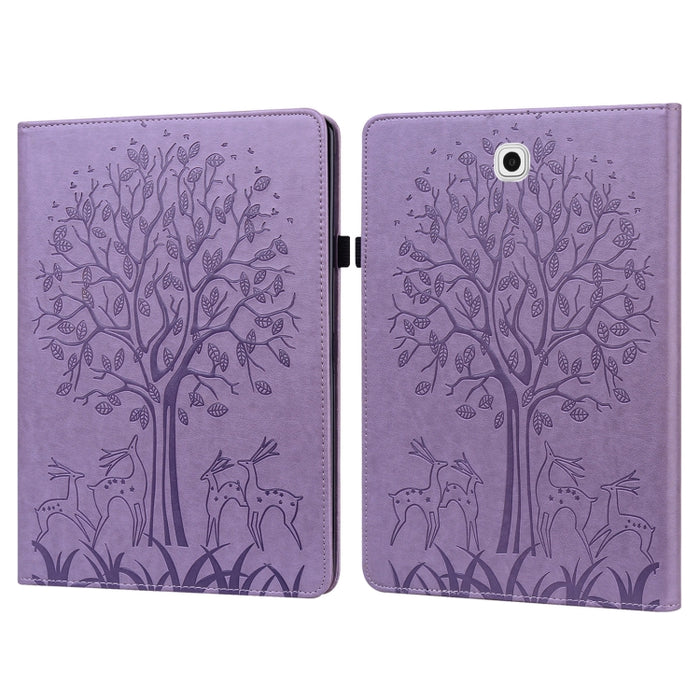 Tree & Deer Pattern Pressed Printing Horizontal Flip PU Leather Case with Holder & Card Slots, For Samsung Galaxy Tab S2 9.7, For Samsung Galaxy Tab A 8.0 2019, For Samsung Galaxy Tab S8 / Galaxy Tab S7 SM-T870, For Amazon Kindle Fire HD 10 / 10 Plus 2021