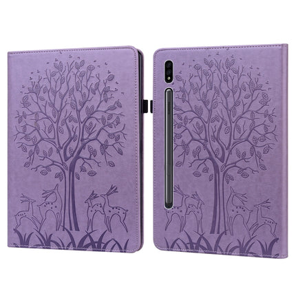 Tree & Deer Pattern Pressed Printing Horizontal Flip PU Leather Case with Holder & Card Slots, For Samsung Galaxy Tab S2 9.7, For Samsung Galaxy Tab A 8.0 2019, For Samsung Galaxy Tab S8 / Galaxy Tab S7 SM-T870, For Amazon Kindle Fire HD 10 / 10 Plus 2021
