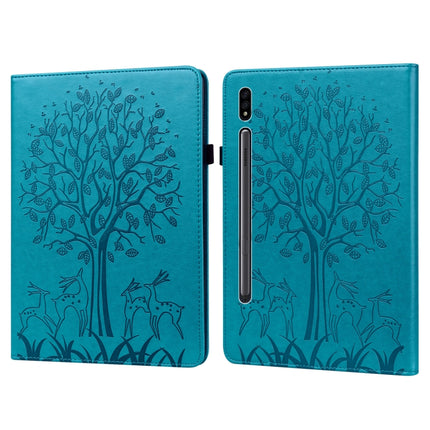Tree & Deer Pattern Pressed Printing Horizontal Flip PU Leather Case with Holder & Card Slots, For Samsung Galaxy Tab S2 9.7, For Samsung Galaxy Tab A 8.0 2019, For Samsung Galaxy Tab S8 / Galaxy Tab S7 SM-T870, For Amazon Kindle Fire HD 10 / 10 Plus 2021