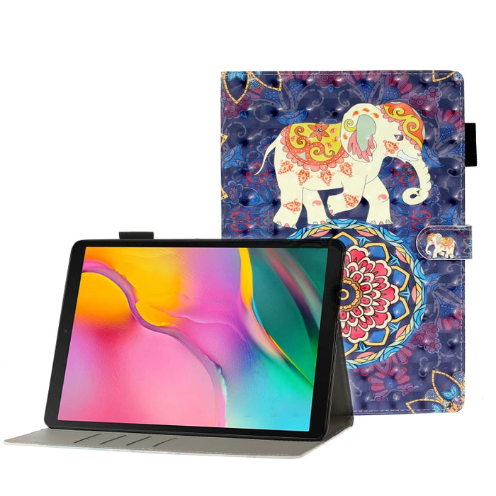 Funda de cuero con tapa horizontal con patrón en relieve 3D, ranuras para tarjetas y billetera, para Galaxy Tab A 8.0 (2019) T290, para Galaxy Tab A 10.1 T580, para Galaxy Tab A 10.1 (2019) T510, para Galaxy Tab S5e T720, para iPad 10.2