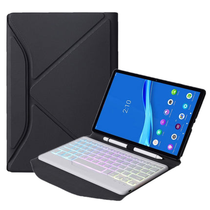 BM10S Backlight Edition Diamond Texture Detachable Bluetooth Keyboard Leather Case with Pen Slot & Triangular Back Support