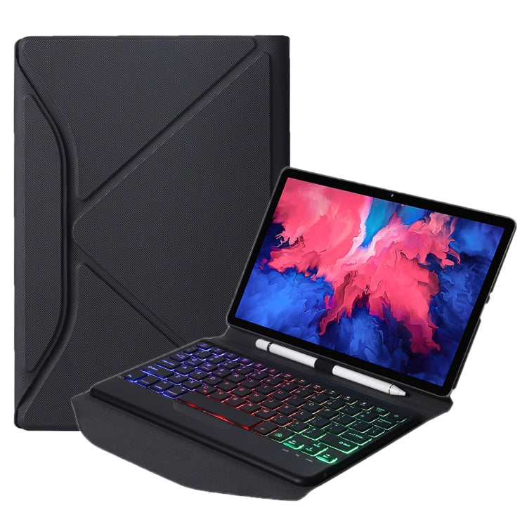 BM10S Backlight Edition Diamond Texture Detachable Bluetooth Keyboard Leather Case with Pen Slot & Triangular Back Support